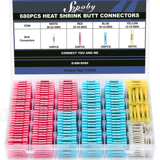 Sopoby 열수축 방수 버트 커넥터 680PCS 해양용 전선 연결 단자 1번 사진