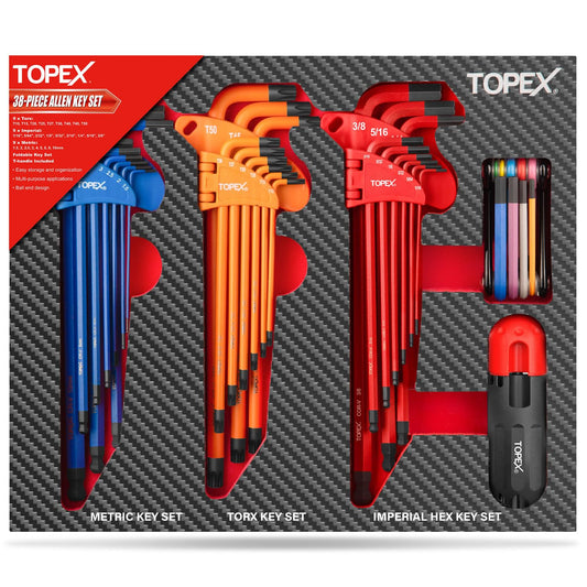 TOPEX 볼엔드 육각 렌치 세트 38피스 미터법 SAE 토크스 1번 사진