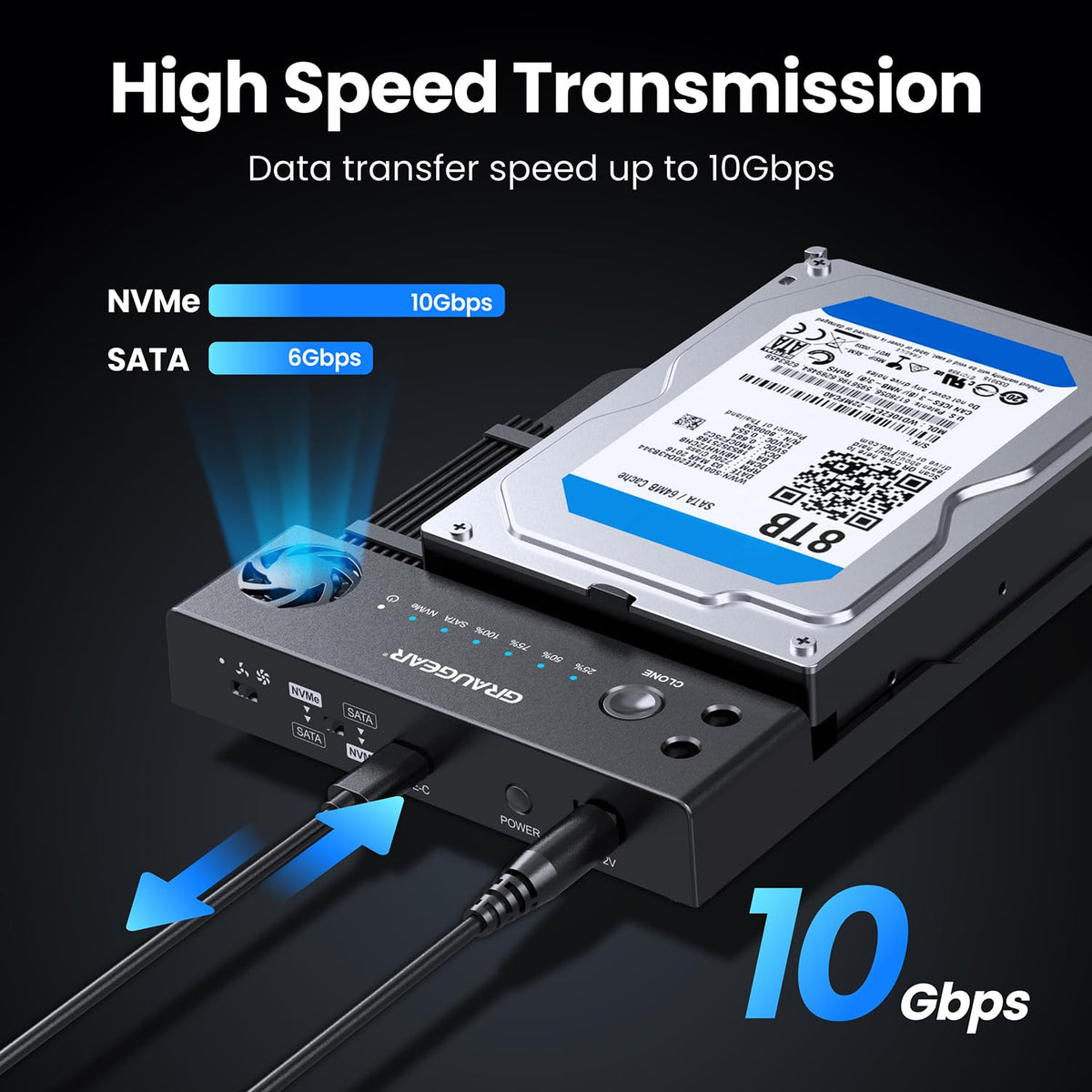 GRAUGEAR M.2 NVMe SATA SSD HDD 하드 드라이브 도킹 스테이션 클로너 독 3번 사진