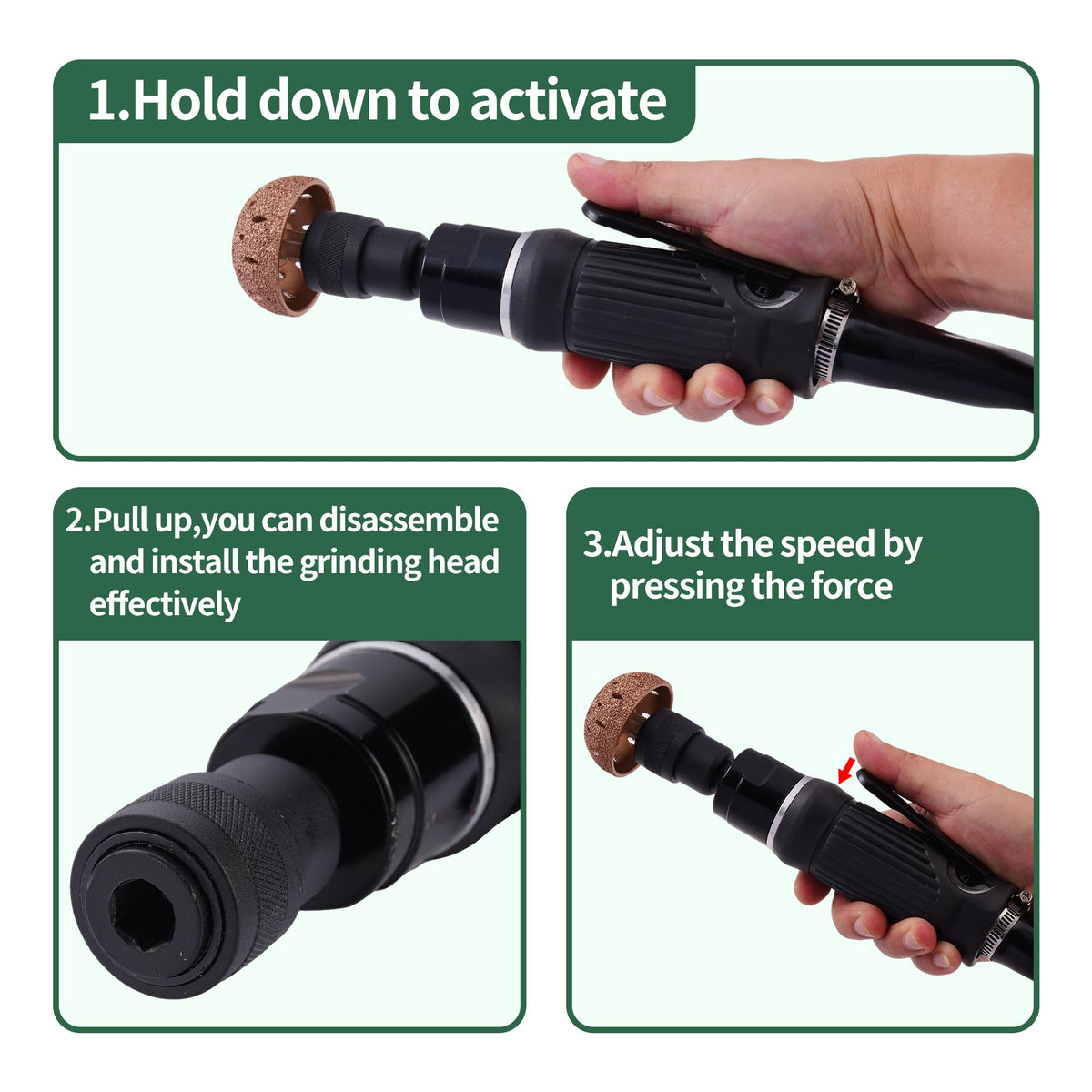 FAITIO Low Speed Air Tire Buffer 텅스텐 스틸 42 mm 55 mm 그라인더 헤드 포함 2번 사진