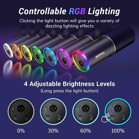 TONOR 다이나믹 팟캐스트 마이크 XLR USB TD520S+ 200cm 케이블 RGB 저상 붐암 2번 사진