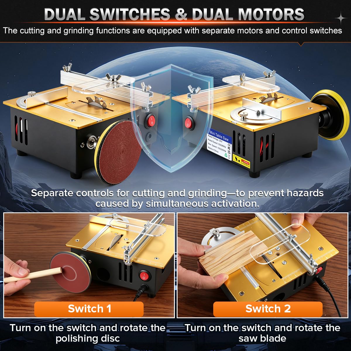Nicklaua 미니 테이블쏘 다기능 목공용 dual-motor 속도 각도 조절 2번 사진