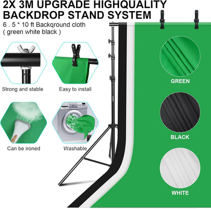 LDGHO 사진 조명 키트 8.5x10ft 배경 스탠드 5500K 800W 4번 사진
