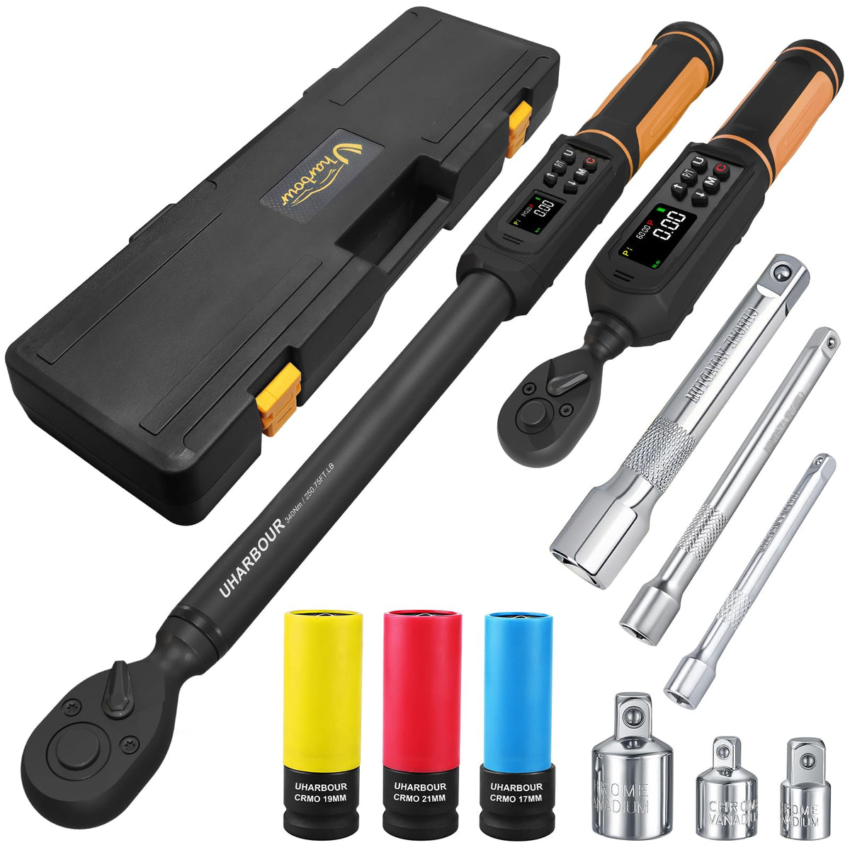 Uharbour 디지털 토크 렌치 세트 3/8 드라이브 1.5-99.5 ft-lbs./6.8-135Nm 1번 사진