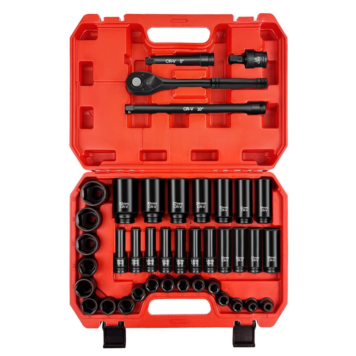 WETT 1/2인치 드라이브 메트릭 임팩트 소켓 세트 6포인트 8-32mm 라쳇 1번 사진