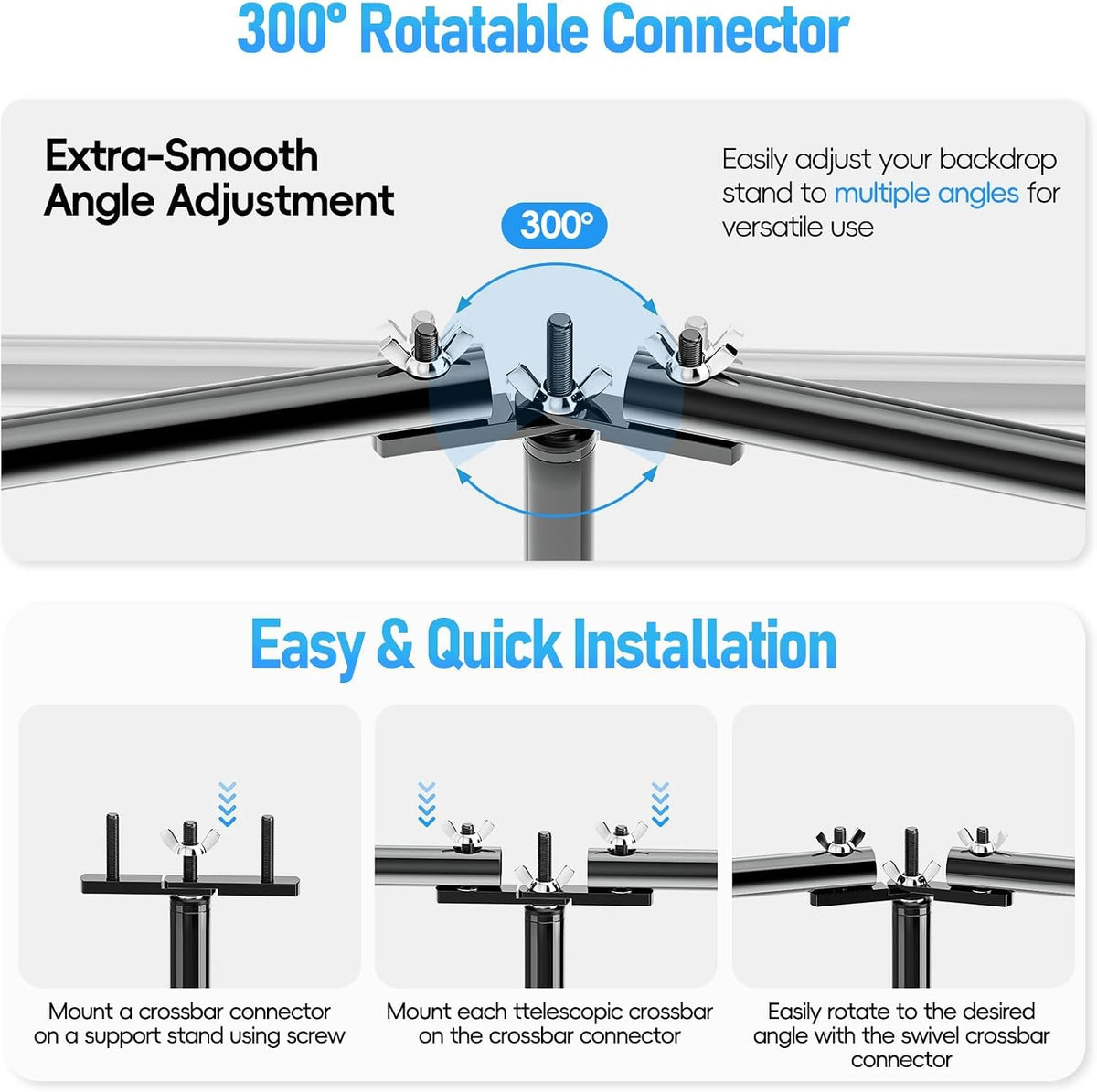 EMART 스튜디오 배경 스탠드 10x20ft 헤비듀티 사진 촬영용 300도 회전 커넥터 4번 사진