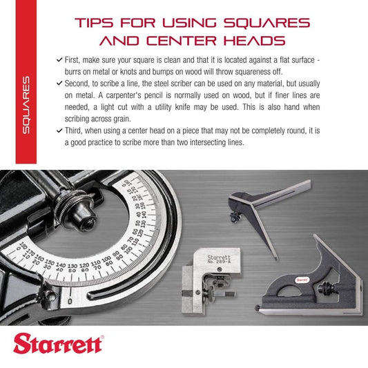 Starrett 콤비네이션 직각자 센터 헤드 12인치 이상 블레이드용 원형 기준 측정 2번 사진