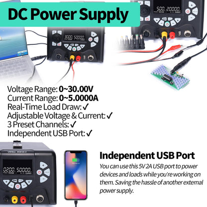 YIHUA 853D 5A-II 3 in 1 납땜 열풍 리워크 스테이션 DC 전원공급기 30V 5A 6번 사진