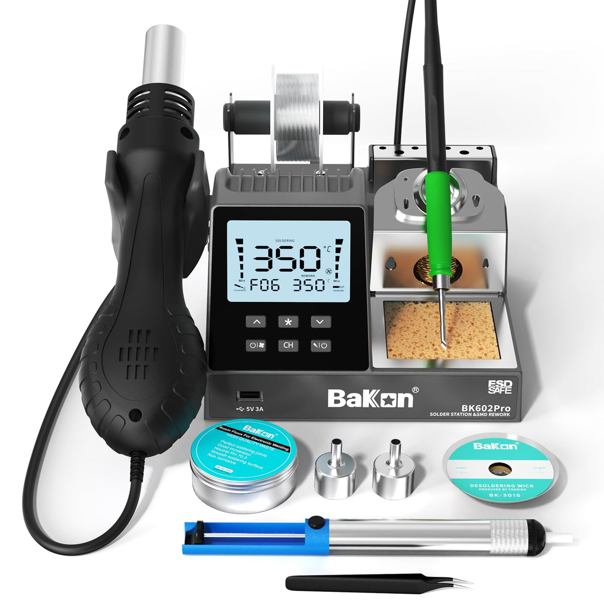 BAKON BK8586D 2-in-1 납땜 스테이션 열풍 리워크 스테이션 키트 9번 사진
