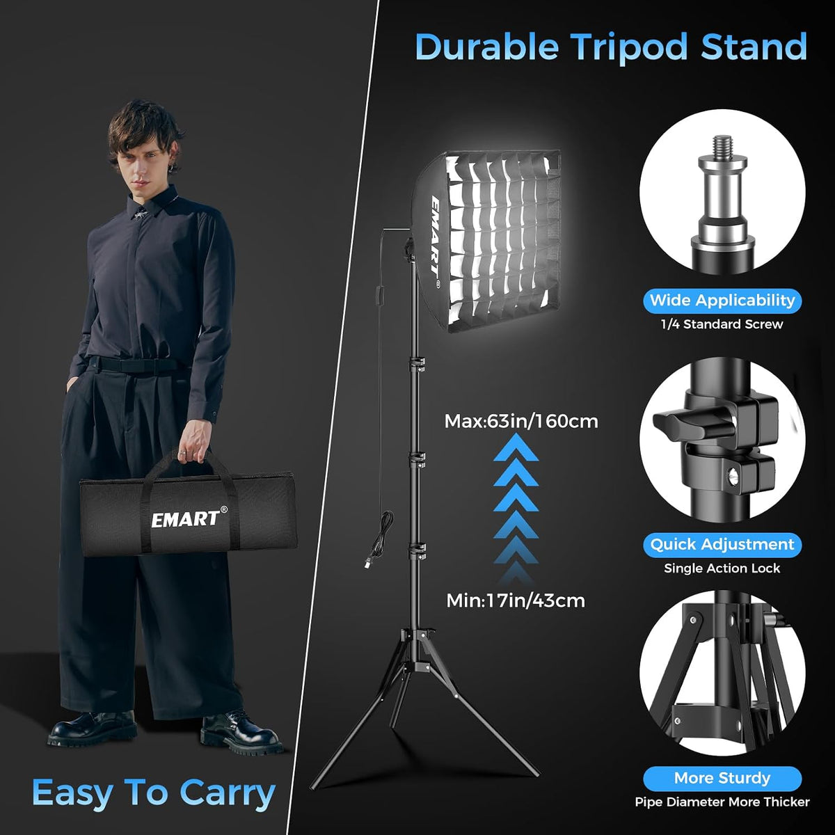 EMART 소프트박스 조명 키트 50W 16x16·20x20인치 1세트·2세트 그리드 포함 7번 사진