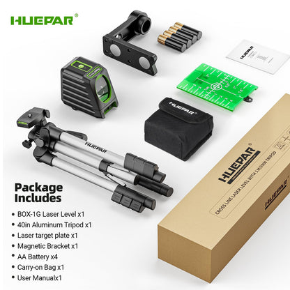 Huepar 레이저 레벨기 BOX-1G 150Ft 130° 수평 150° 수직 ±2mm/10m 그린빔 9번 사진