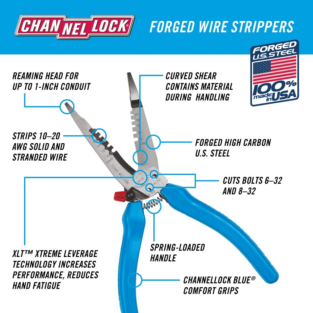 Channellock 단조 와이어 스트리퍼 7-1/2인치 (968) 2번 사진