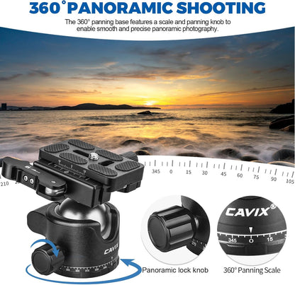 CAVIX H-36F 삼각대 헤드 36mm 볼헤드 Arca Swiss 33lb/15kg 3번 사진