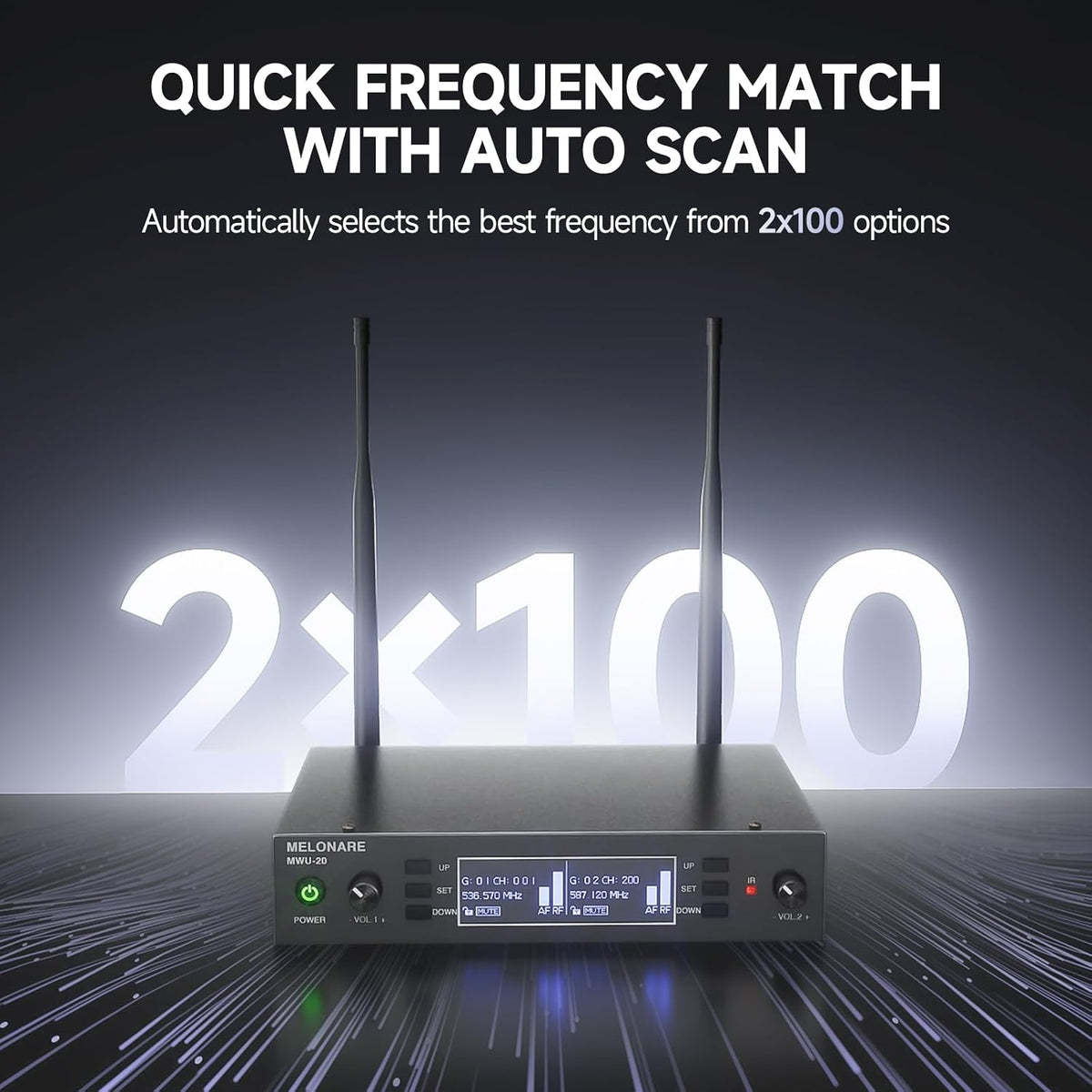 MELONARE 듀얼 UHF 무선 마이크 시스템 MWU-20-2H 2번 사진