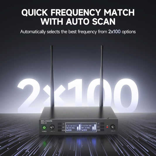 MELONARE 듀얼 UHF 무선 마이크 시스템 MWU-20-2H 2번 사진