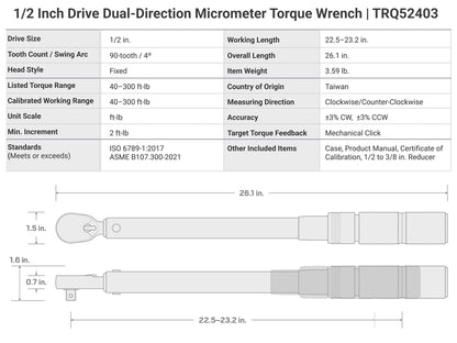 TEKTON 1/4인치 드라이브 마이크로미터 토크 렌치 TRQ00003 7번 사진