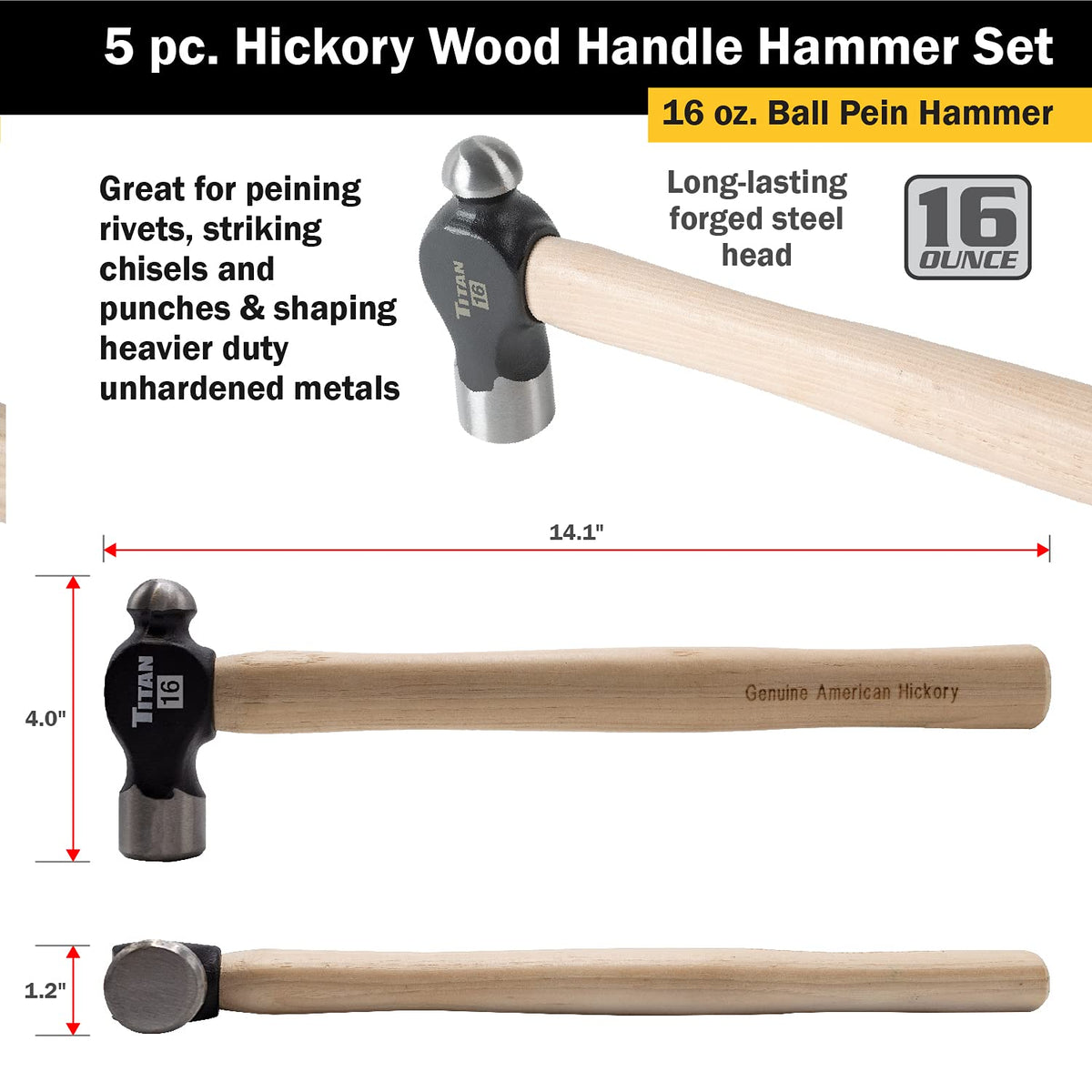Titan 해머 16oz 볼페인 32oz 볼페인 고무 말렛 3lb 슬레지 3lb 크로스페인 5종 세트 7번 사진