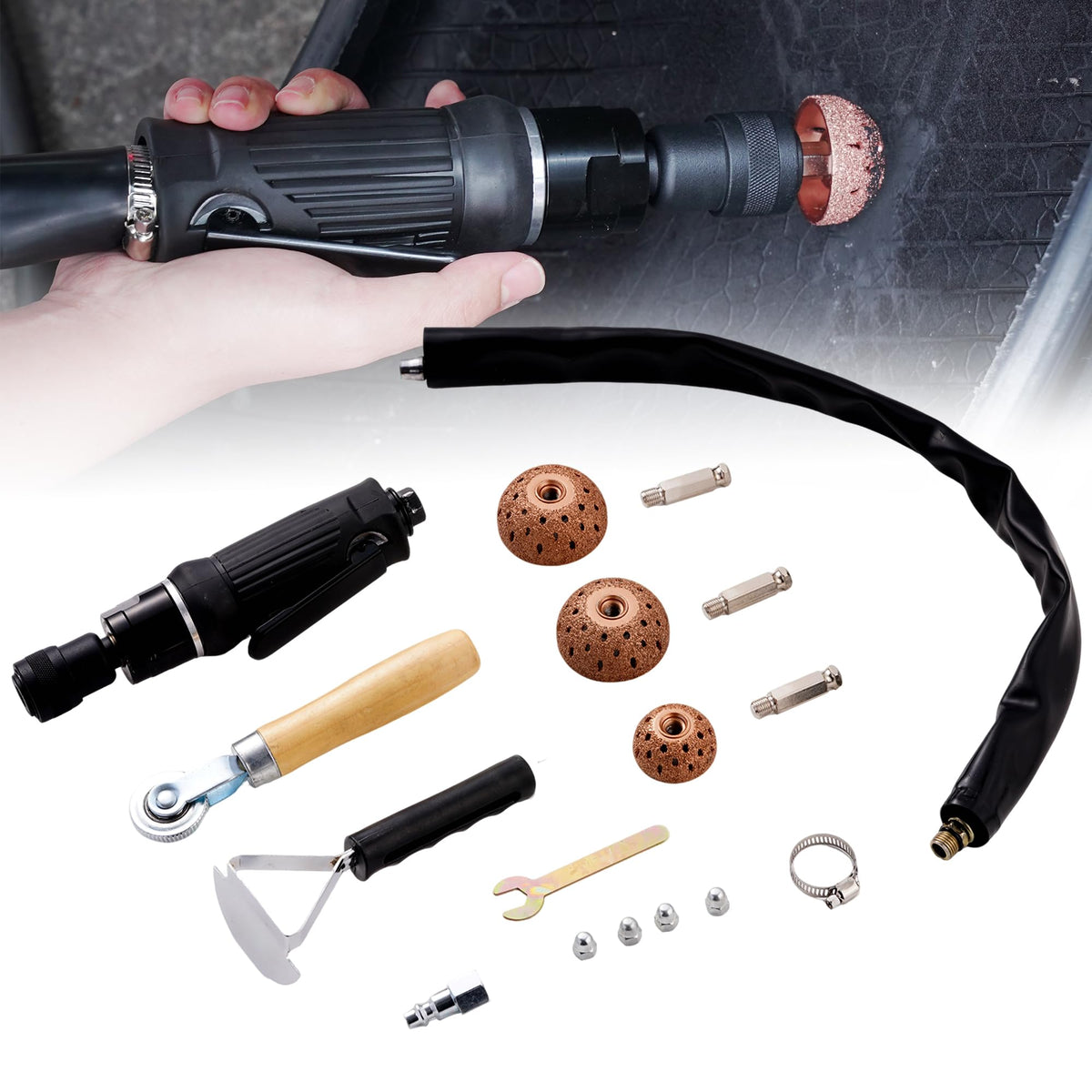 FAITIO Low Speed Air Tire Buffer 텅스텐 스틸 42 mm 55 mm 그라인더 헤드 포함 1번 사진