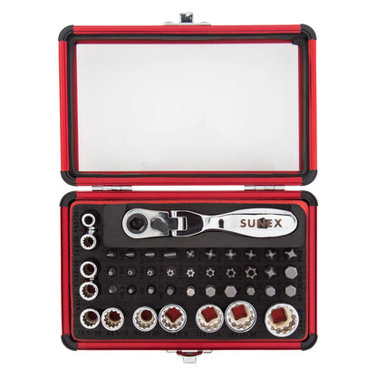 Sunex Tools 미니 라쳇 비트 세트 1/4인치 드라이브 9726·9732 트루팀버 칼라 케이스 72톱니 소켓 1번 사진