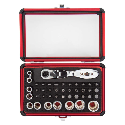 Sunex Tools 미니 라쳇 비트 세트 1/4인치 드라이브 9726·9732 트루팀버 칼라 케이스 72톱니 소켓 1번 사진