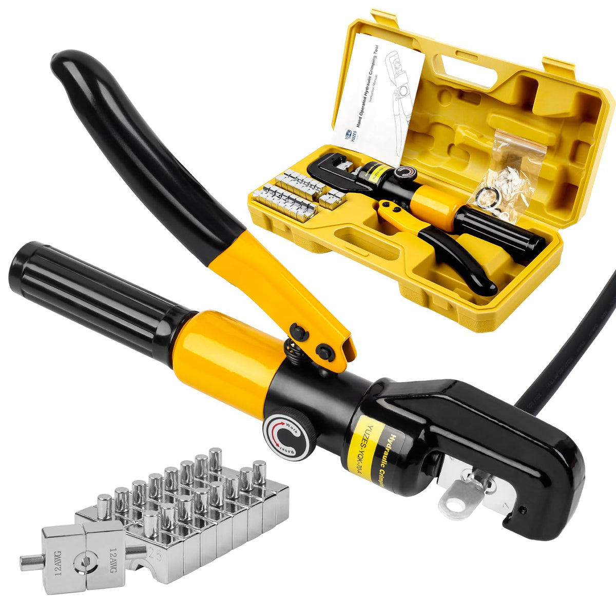 YUZES 유압식 케이블 압착기 10톤 12 AWG-2/0 YQK-70 1번 사진