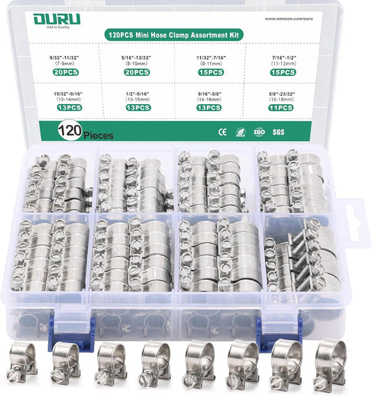 OURU 연료 호스 클램프 120pcs 9/32-23/32인치 8종 O1242U 1번 사진