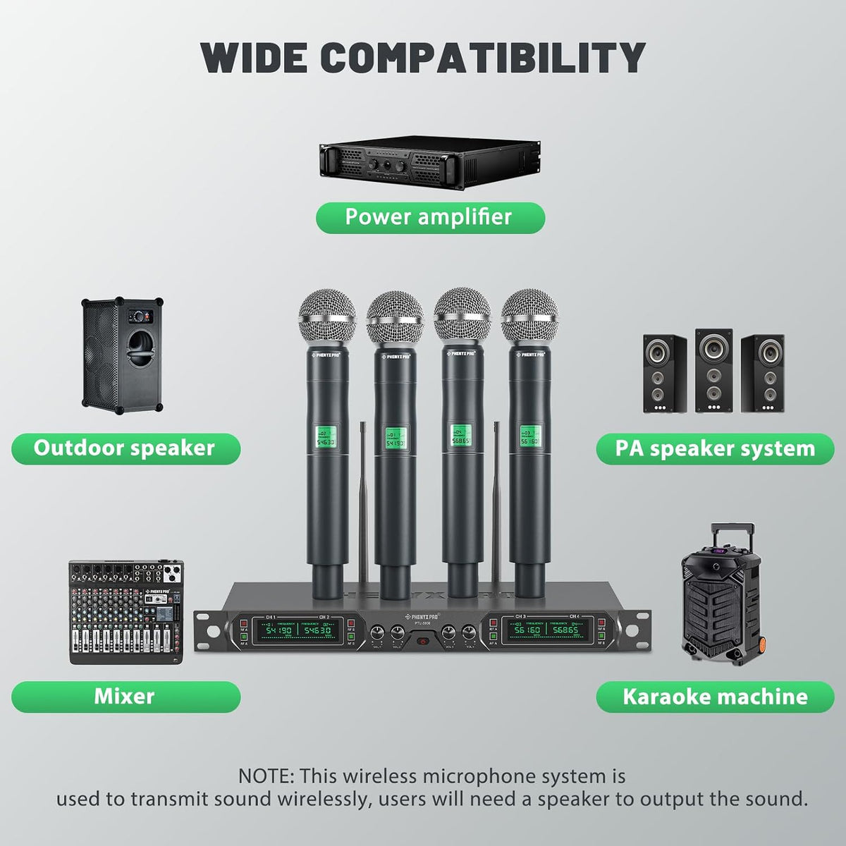 Phenyx Pro 4채널 UHF 무선 마이크 시스템 PTU-5000-4H 4-Ch 6번 사진