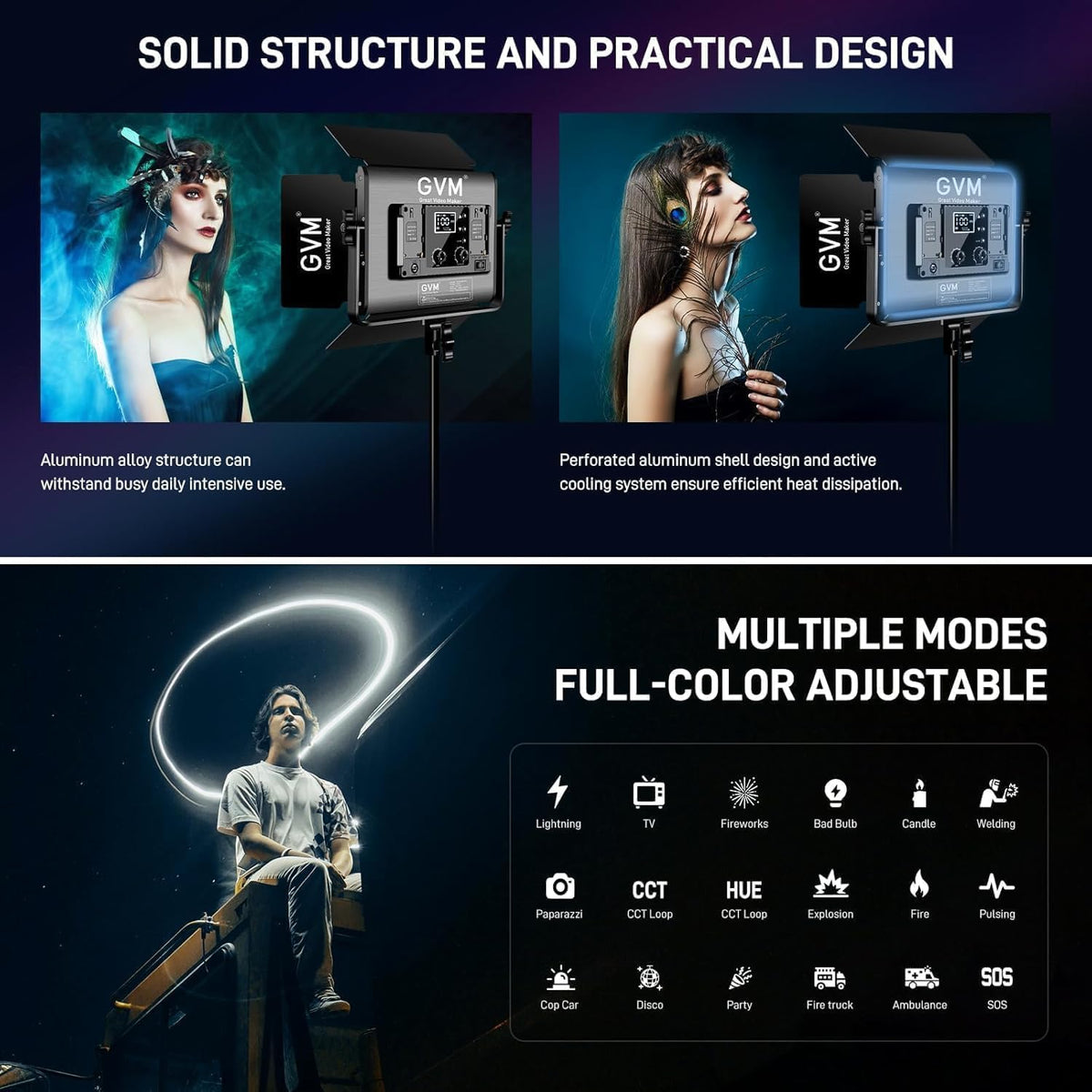 GVM Great Video Maker 680RS RGB LED 비디오 라이트 50W 3개 세트 5번 사진