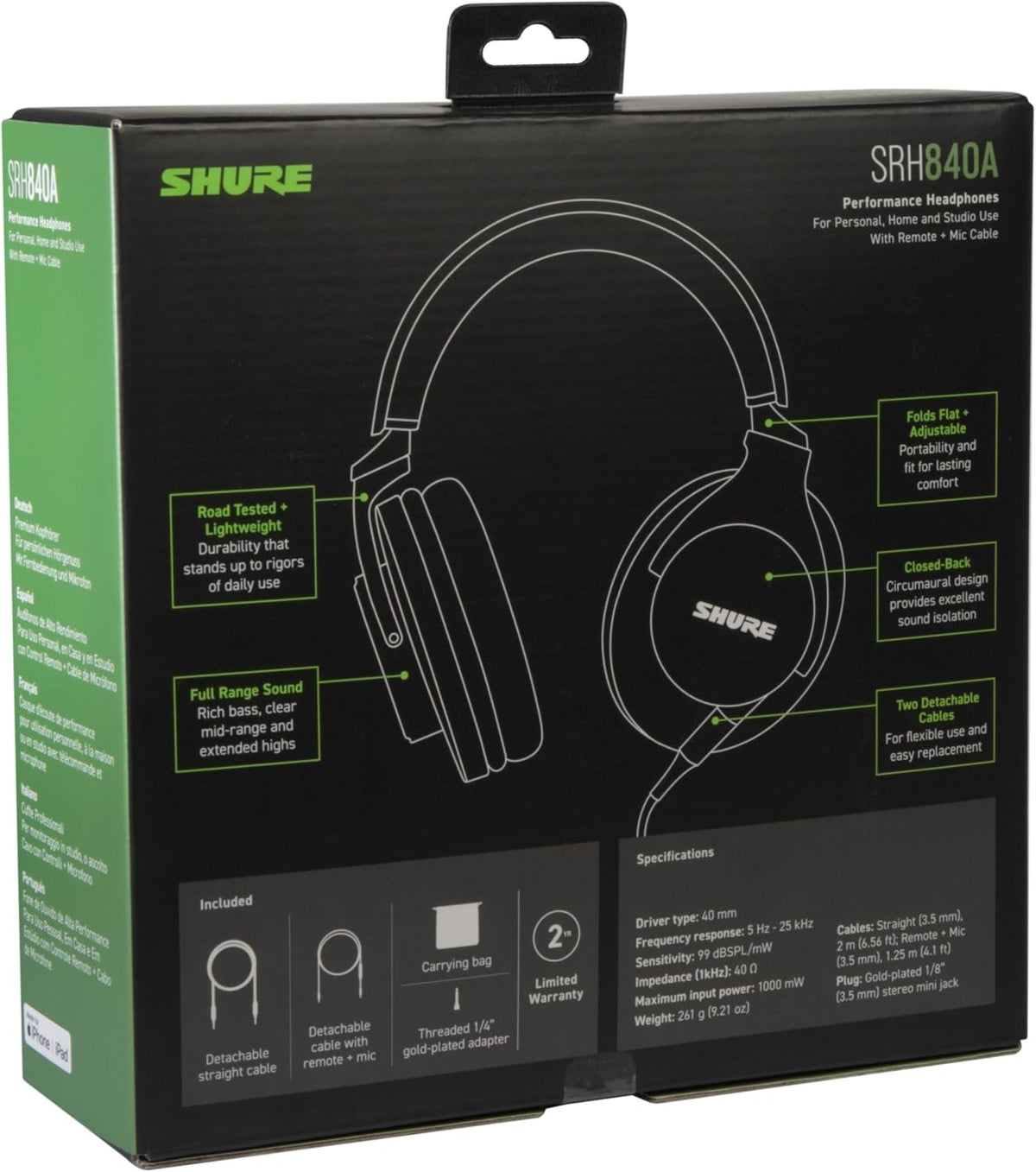 Shure SRH840A 오버이어 폐쇄형 스튜디오 모니터링 헤드폰 10번 사진