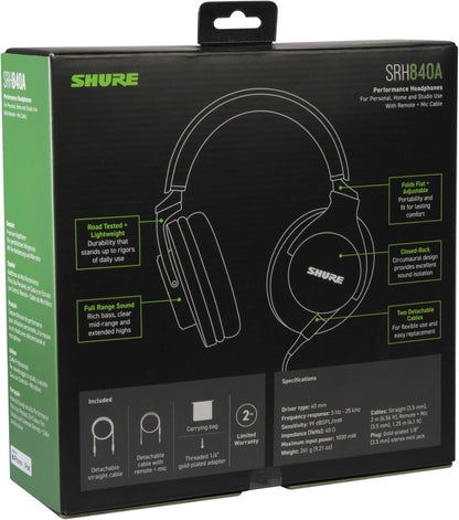 Shure SRH840A 오버이어 폐쇄형 스튜디오 모니터링 헤드폰 10번 사진
