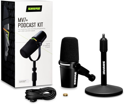 Shure 마이크 MV7+ USB-C XLR 팟캐스트 다이나믹 마이크 스탠드 포함 블랙 2번 사진