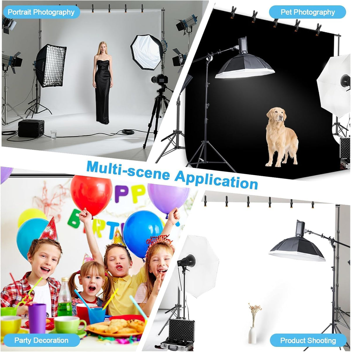 EMART 스튜디오 배경 스탠드 키트 8.5x10 FT 10x12FT 폴리에스터 EM-BS8510-1012WTBK 2번 사진