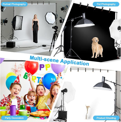 EMART 스튜디오 배경 스탠드 키트 8.5x10 FT 10x12FT 폴리에스터 EM-BS8510-1012WTBK 2번 사진