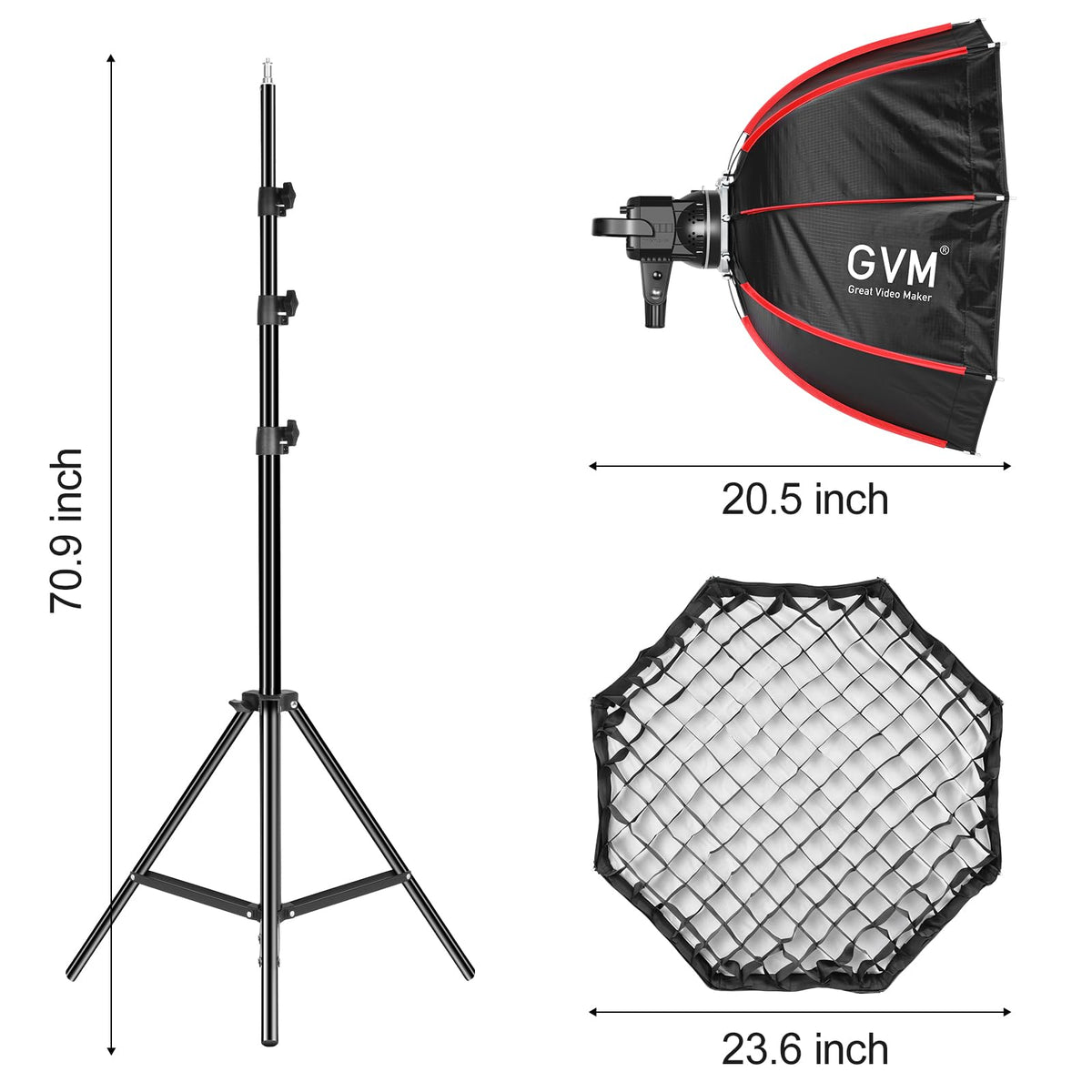 GVM Great Video Maker 80W 소프트박스 조명 키트 5600K CRI 97+ 6번 사진