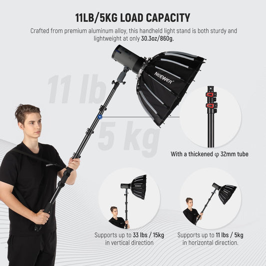 NEEWER 붐폴 스탠드 MS-230C 230cm 휴대용 텔레스코픽 알루미늄 조명 스탠드 2번 사진