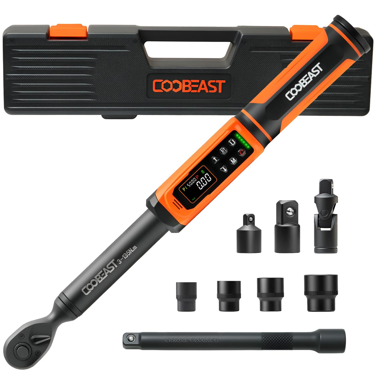 coobeast 디지털 토크 렌치 1.5-99.5 Ft-lbs 2-135Nm 크롬바나듐강 72톱니 라쳇 14번 사진