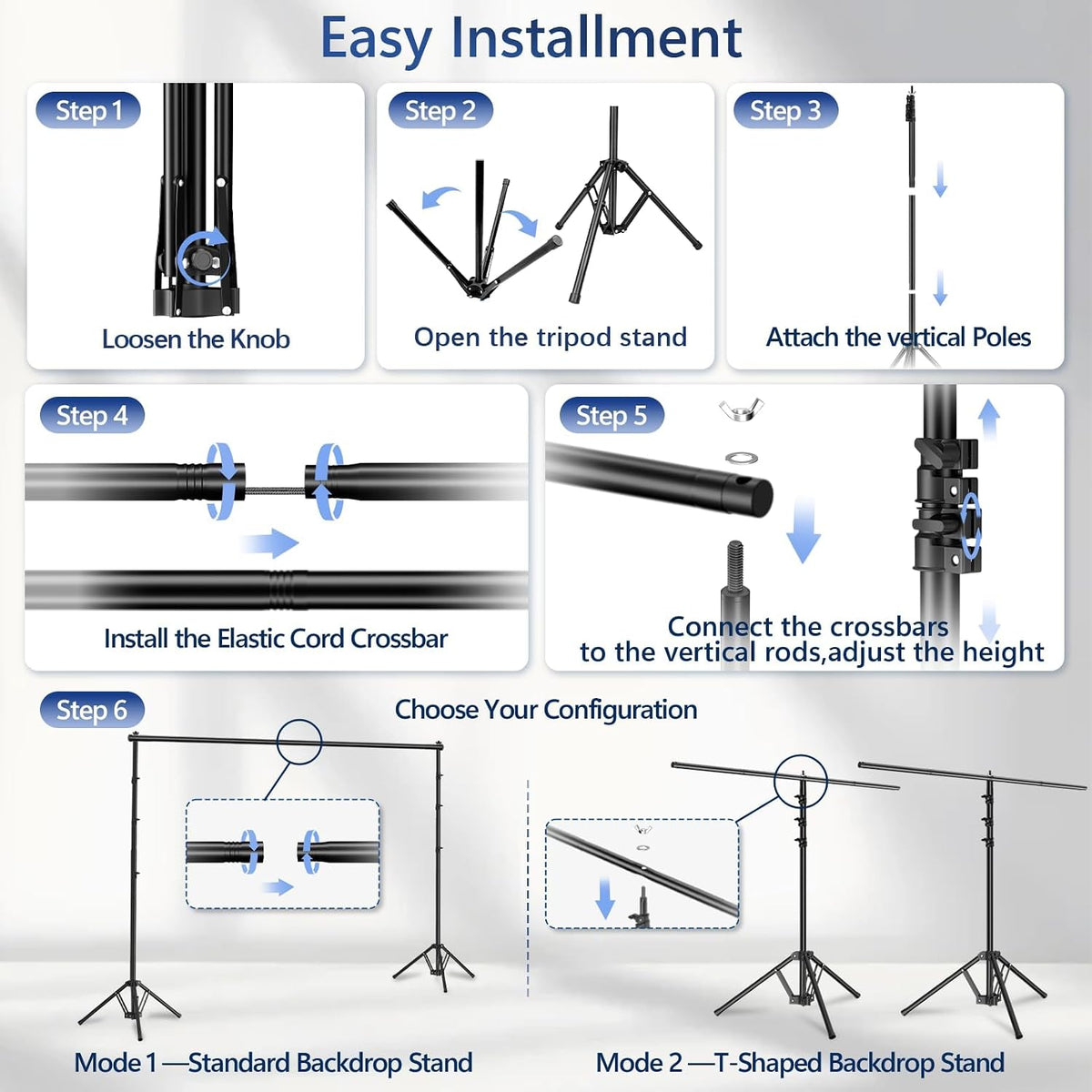 EMART 3-in-1 스튜디오 배경 스탠드 10x8.5ft 조절식 접이식 삼각대 8번 사진