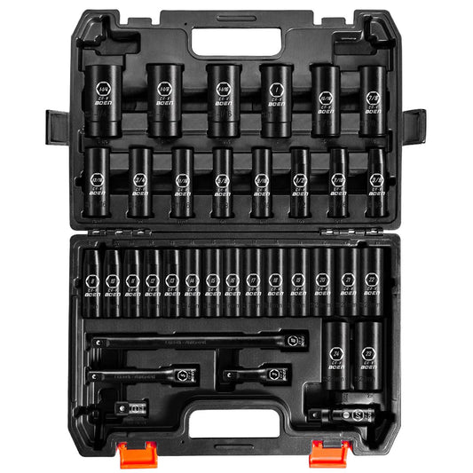 BOEN 1/2인치 드라이브 딥 임팩트 소켓 세트 Cr-V 스틸 6각 35pcs 1번 사진