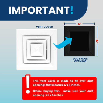 ACLAMINAIRE 천장용 4방향 알루미늄 HVAC 에어 디퓨저 10x10 덕트 4번 사진