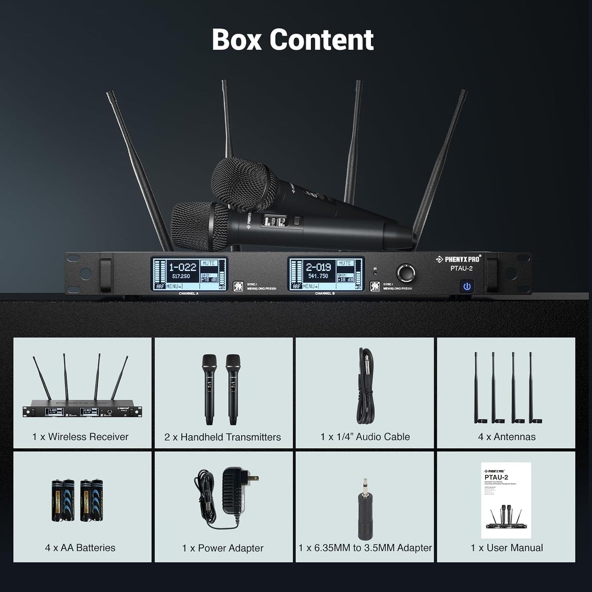Phenyx Pro 듀얼 트루 다이버시티 오토 스캔 무선 마이크 시스템 PTAU-2 7번 사진