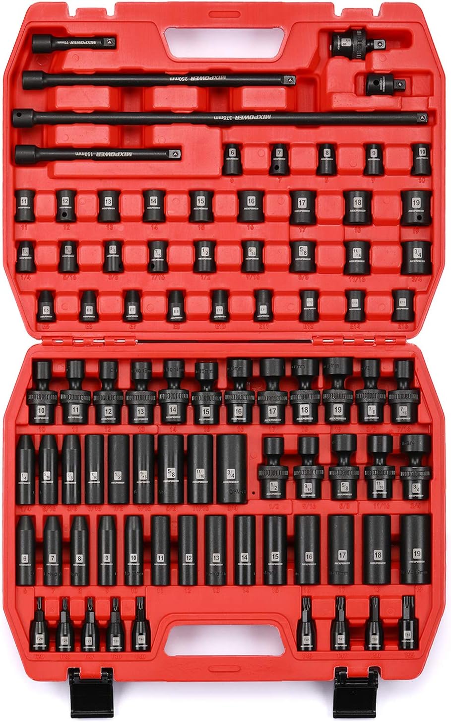 MIXPOWER MT029 소켓 렌치 세트 87pcs 3/8인치 CR-MO 딥 스탠다드 SAE 메트릭 1번 사진