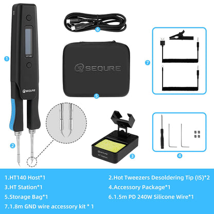 SEQURE HT140 휴대용 2-in-1 핫 트위저 인두 키트 SMD 작업용 12번 사진