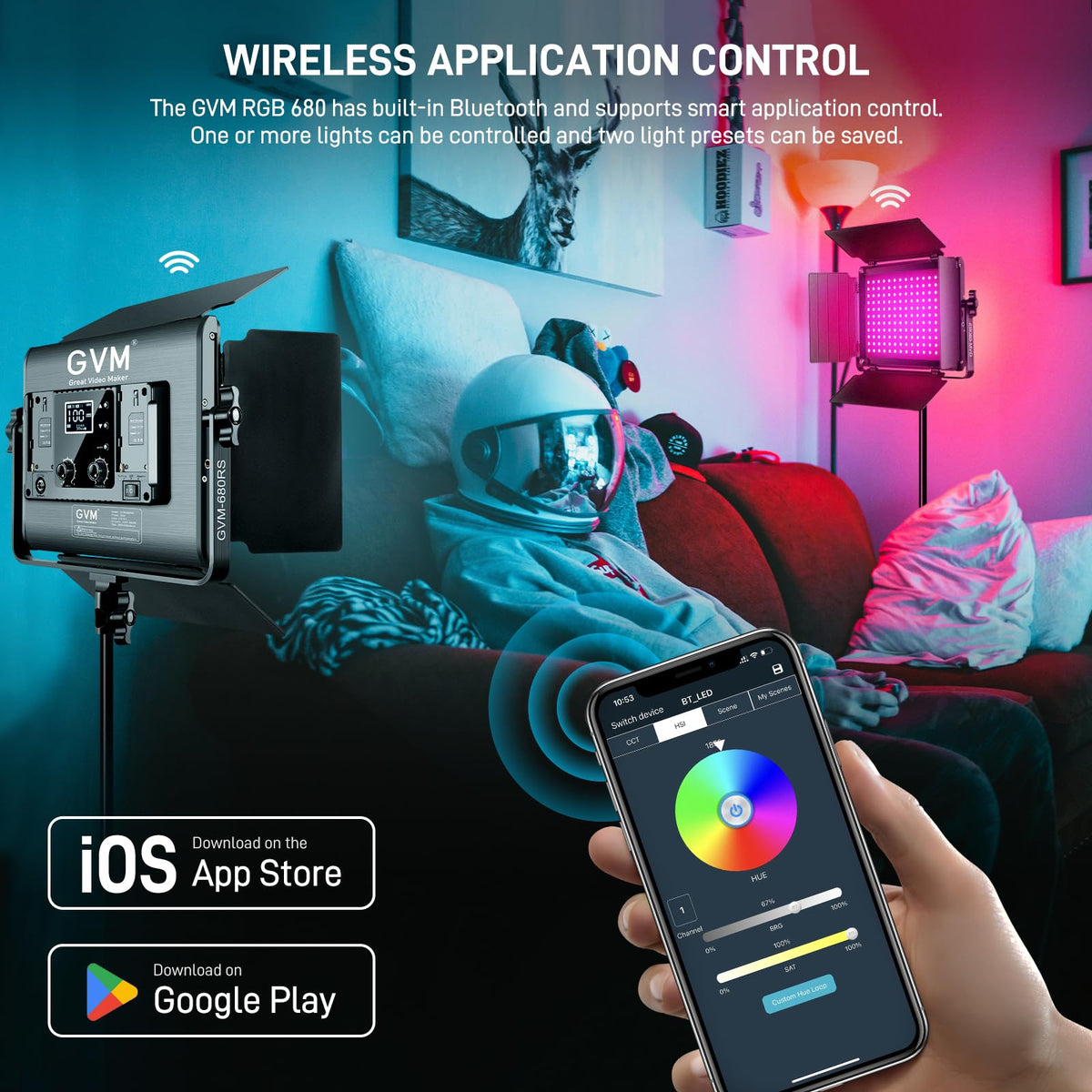 GVM Great Video Maker 680RS RGB LED 비디오 라이트 50W 2개 세트 유튜브 촬영 조명 4번 사진