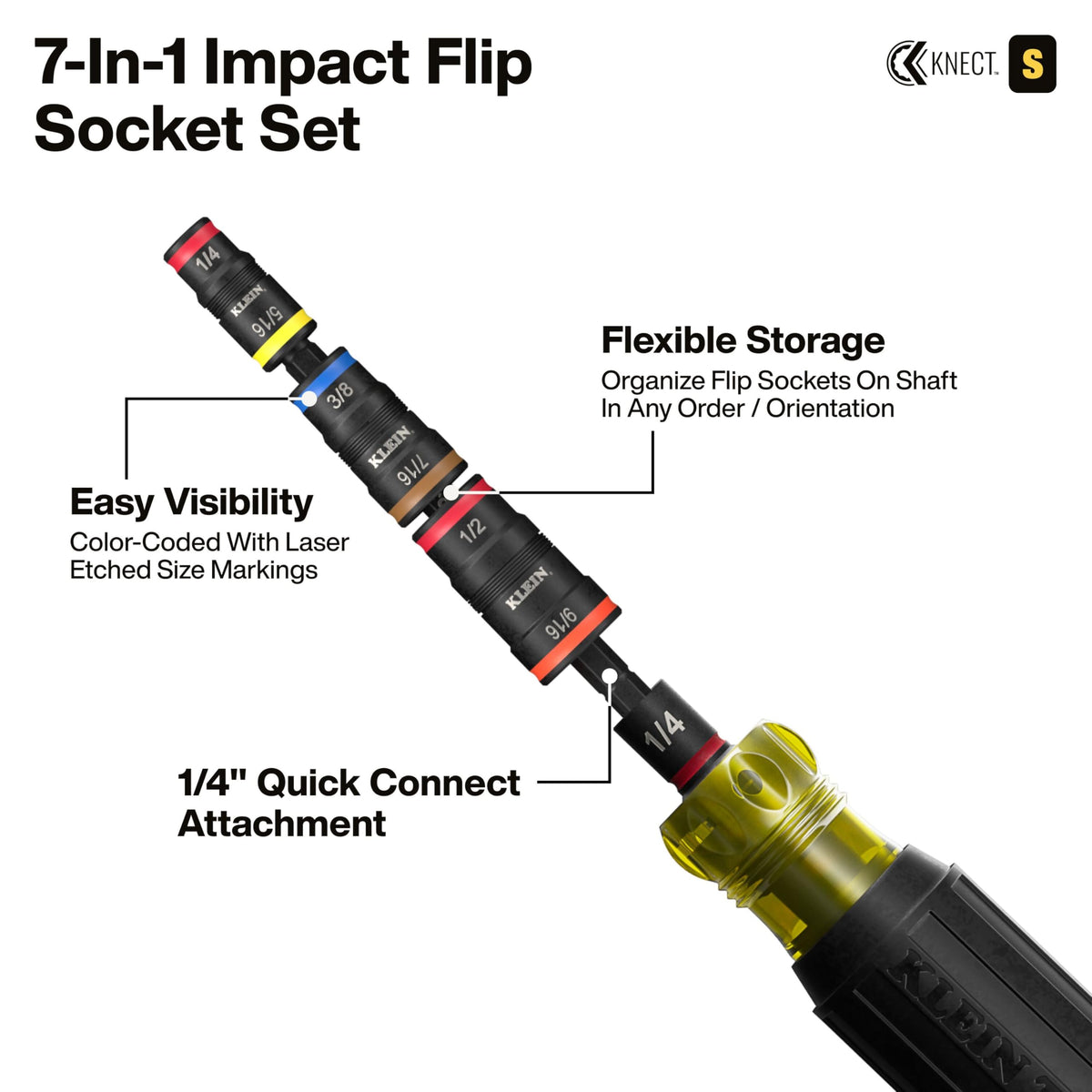 KLEIN TOOLS KNECT (S) 33피스 SAE 메트릭 패스스루 소켓 세트 7번 사진