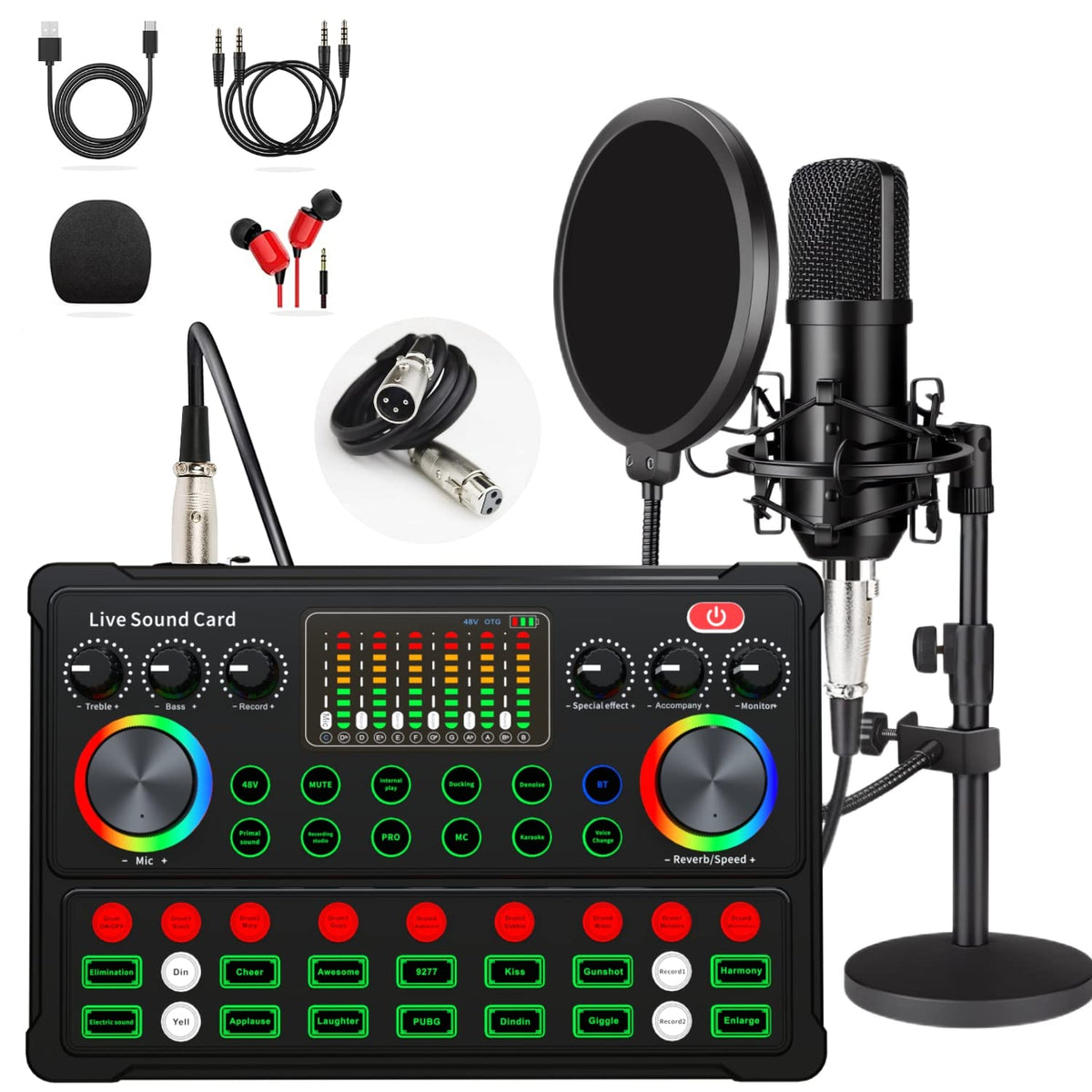 sktome 48V XLR 팟캐스트 마이크 번들 음성변조기 조절형 마이크 스탠드 1번 사진