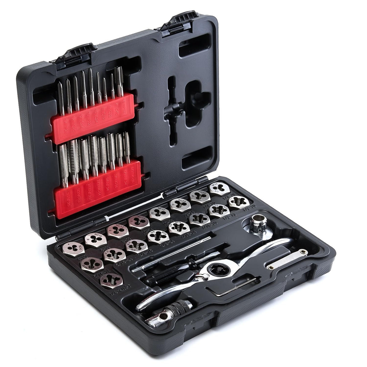 toolant 래칫식 탭 앤 다이 세트 127pcs 나사 가공용 드릴비트 포함 SAE 미터법 더블 레이어 공구함 7번 사진