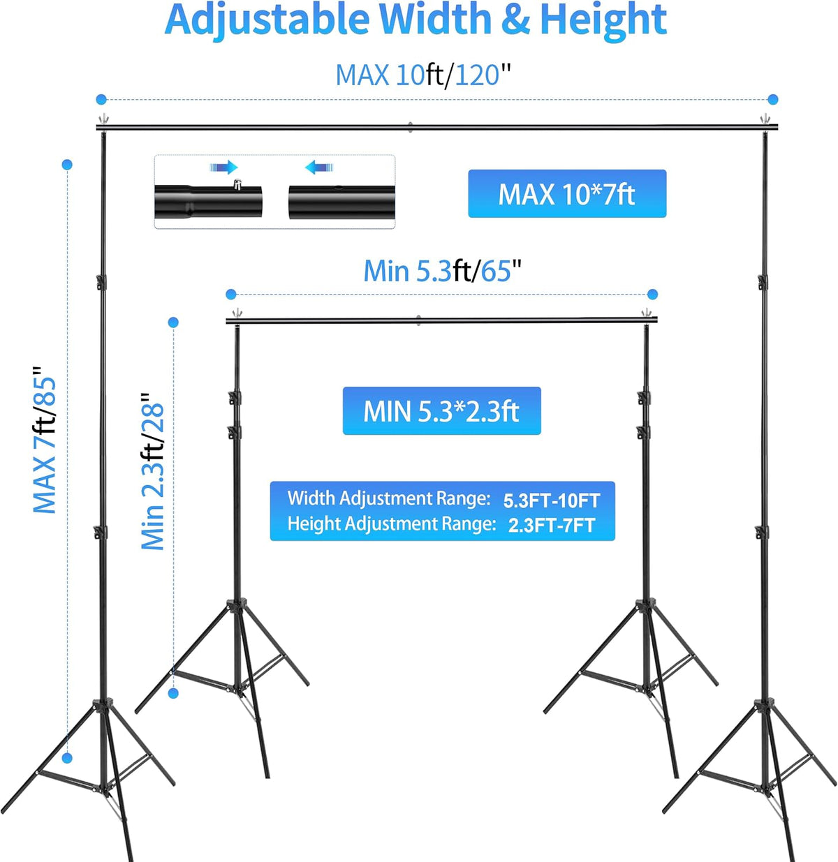 Hikpik 스튜디오 배경 삼각대 키트 10 x 7 FT 2번 사진