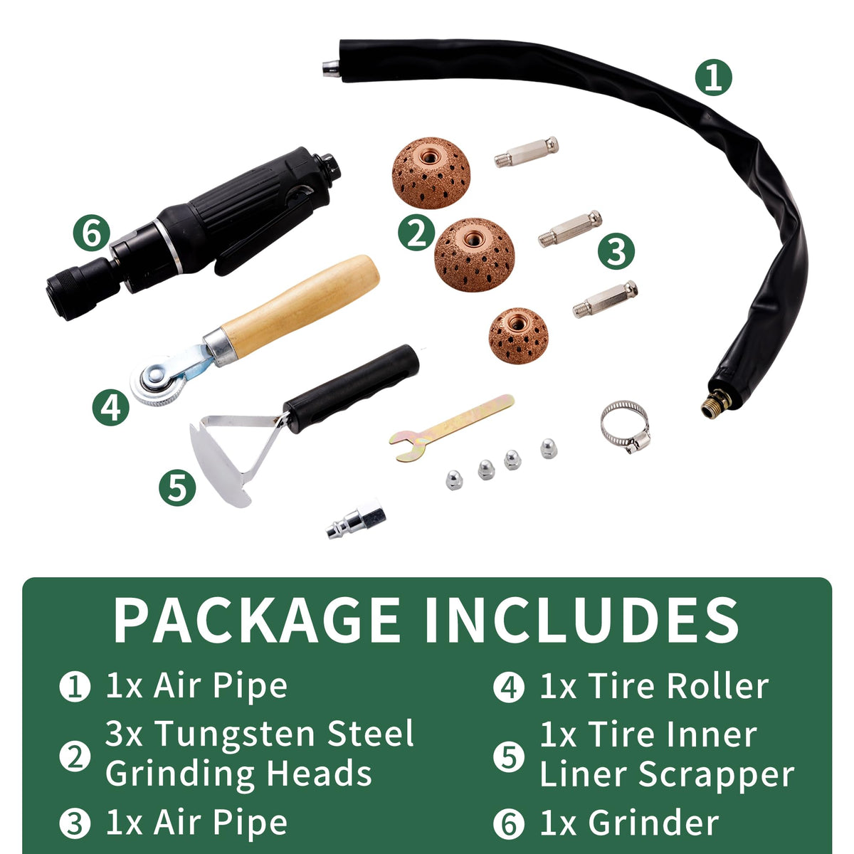 FAITIO Low Speed Air Tire Buffer 텅스텐 스틸 42 mm 55 mm 그라인더 헤드 포함 6번 사진