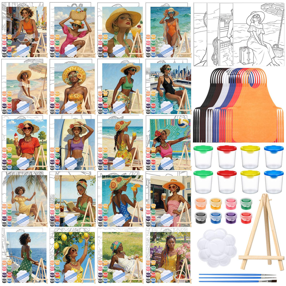 Sherr 프리드로잉 캔버스 페인팅 키트 140pcs 20세트