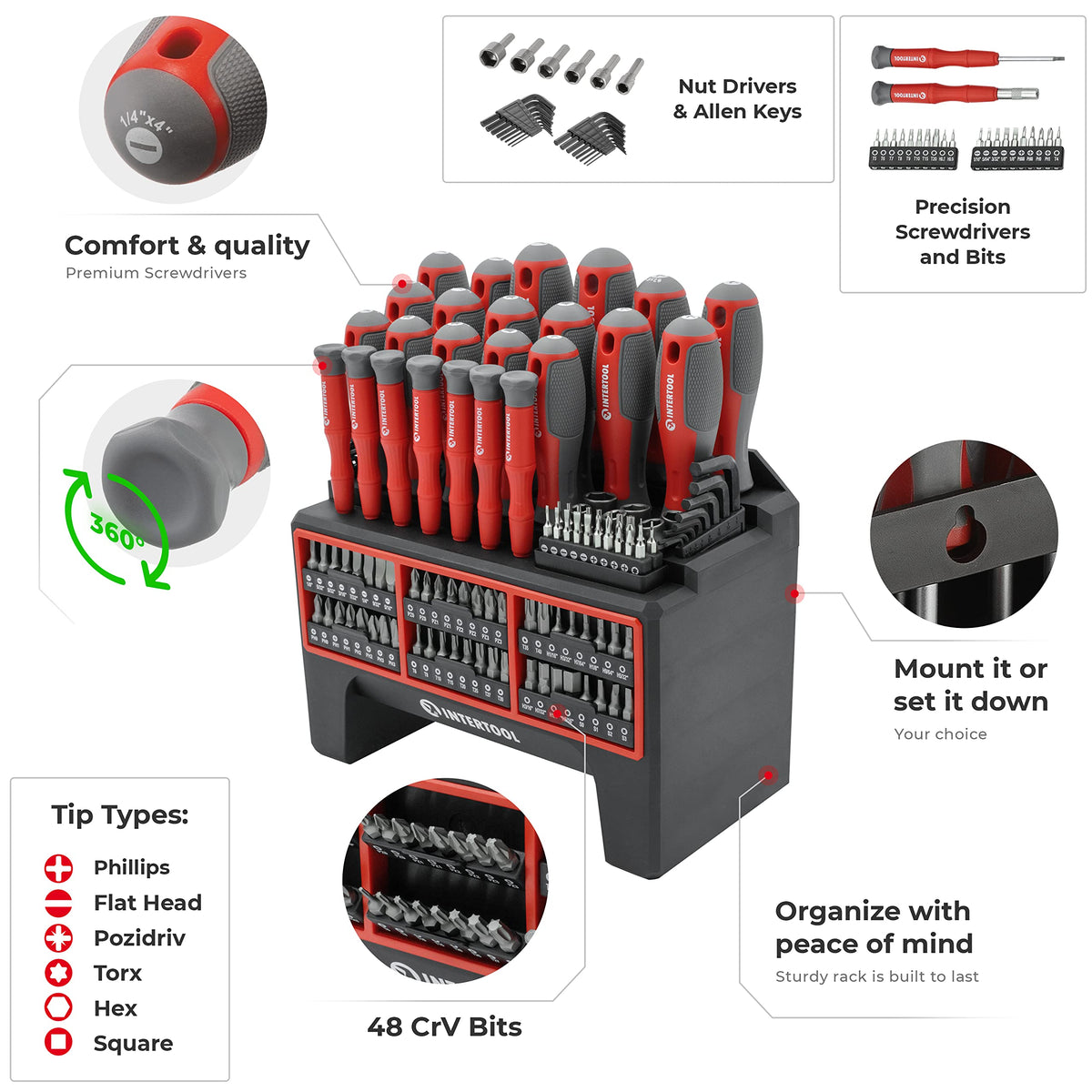 INTERTOOL 드라이버 비트 세트 거치대 포함 114피스 VT08-3372 2번 사진